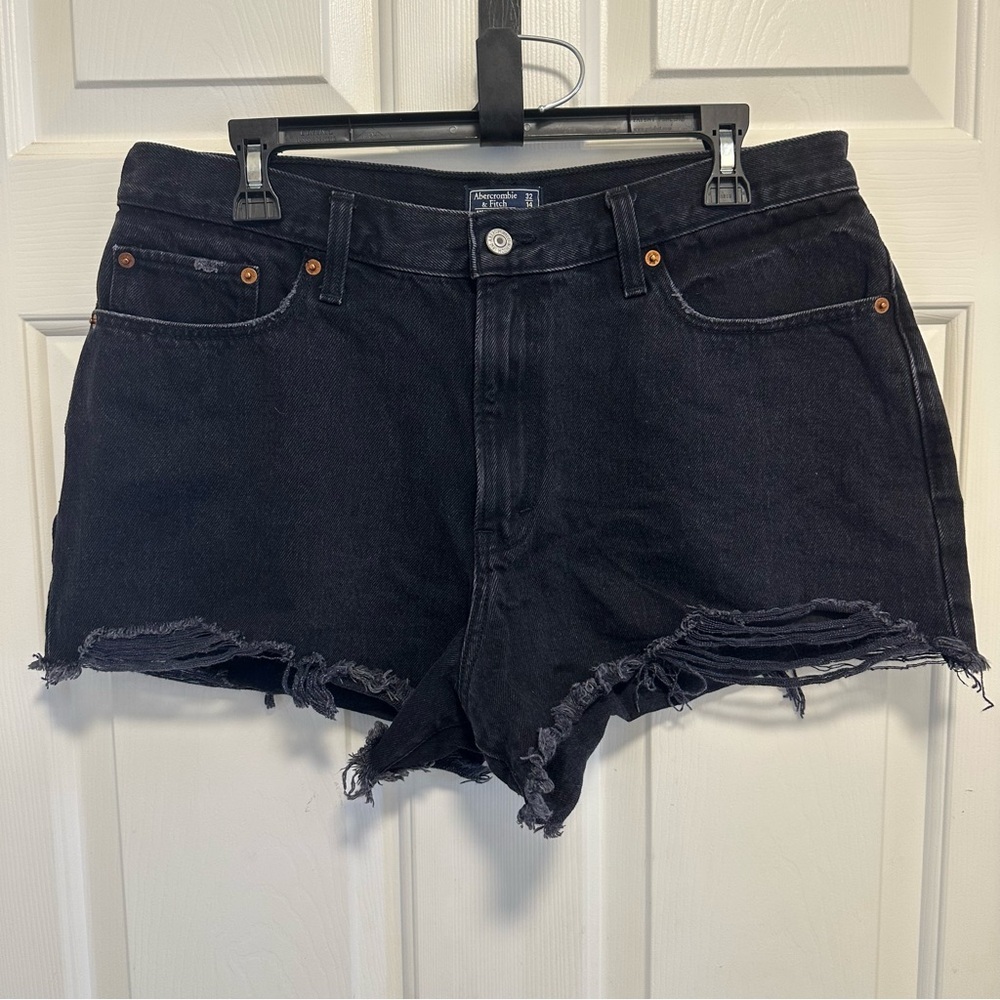 Abercrombie & Fitch Black Annie High Rise Denim Shorts Women’s Size 32/14
